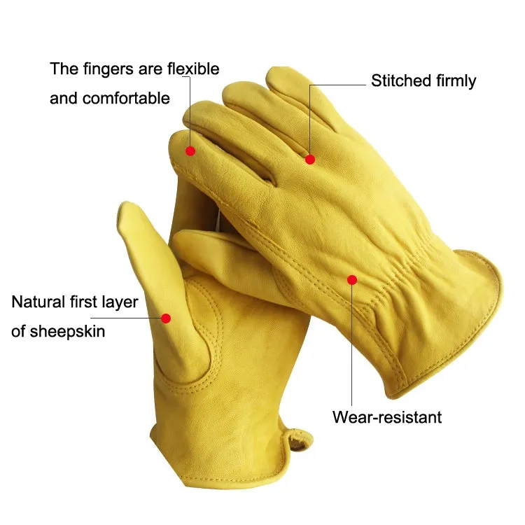 1 Pair JJ-5002 Outdoor Riding Gardening Genuine Leather Safety Gloves, Size: L