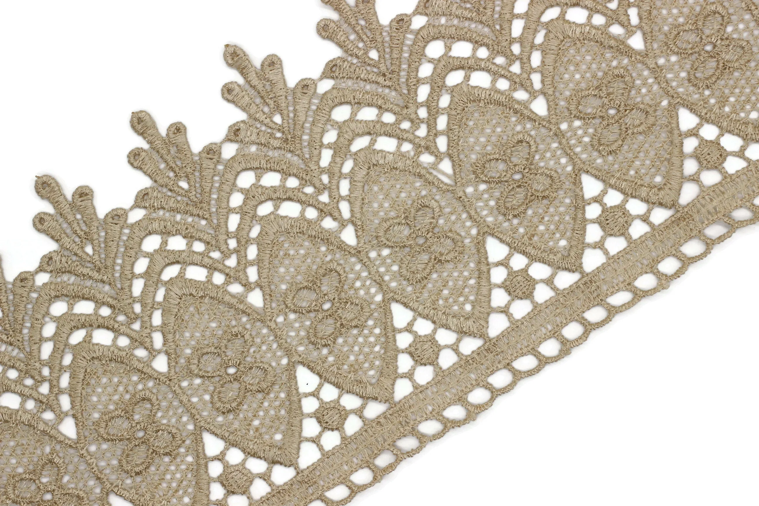100mm 8 Mt. Beige Bridal Guipure Lace Trim | 3.93 Inches Wide Lace Trim | Geometric Bridal Lace | French Guipure | Lace Fabric TRM100