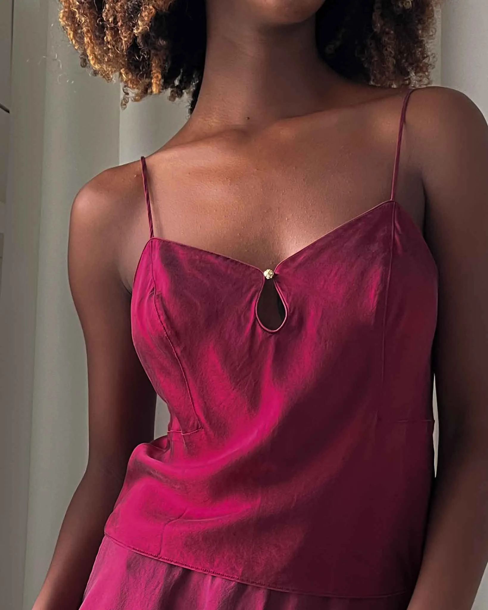 90s Berry Silk Camisole & Shorts Set | S-M