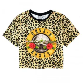Amplified Womens/Ladies Leopard Bullet Guns N Roses Crop Top