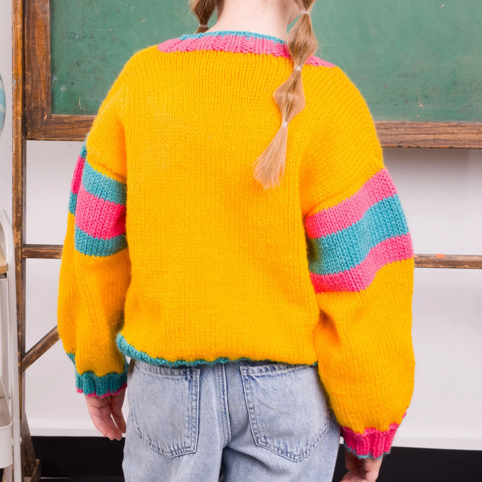Bernat Bright Student Kids Knit Cardigan