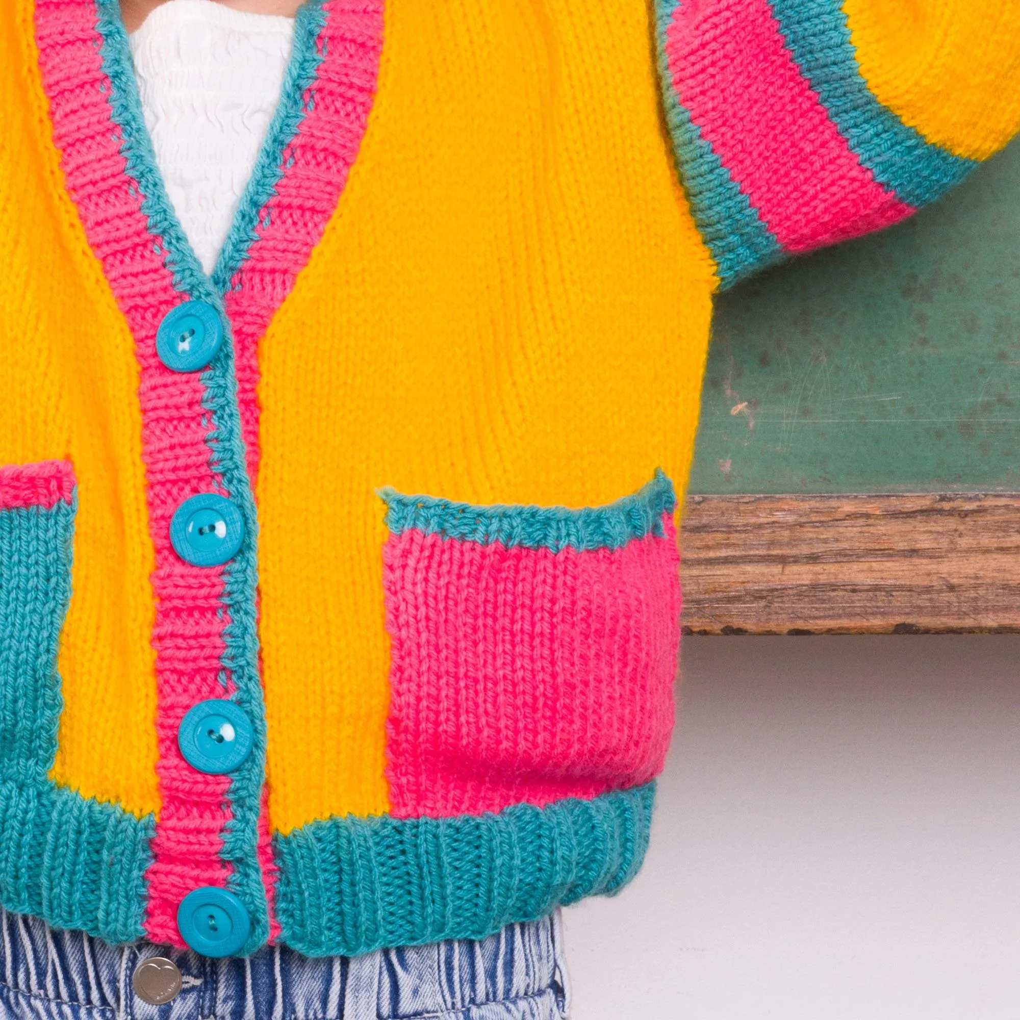 Bernat Bright Student Kids Knit Cardigan