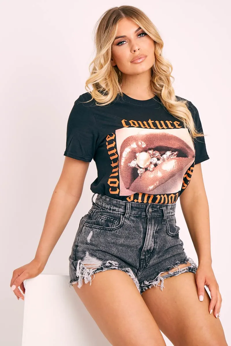 Black Couture Graphic T-shirt - Xena