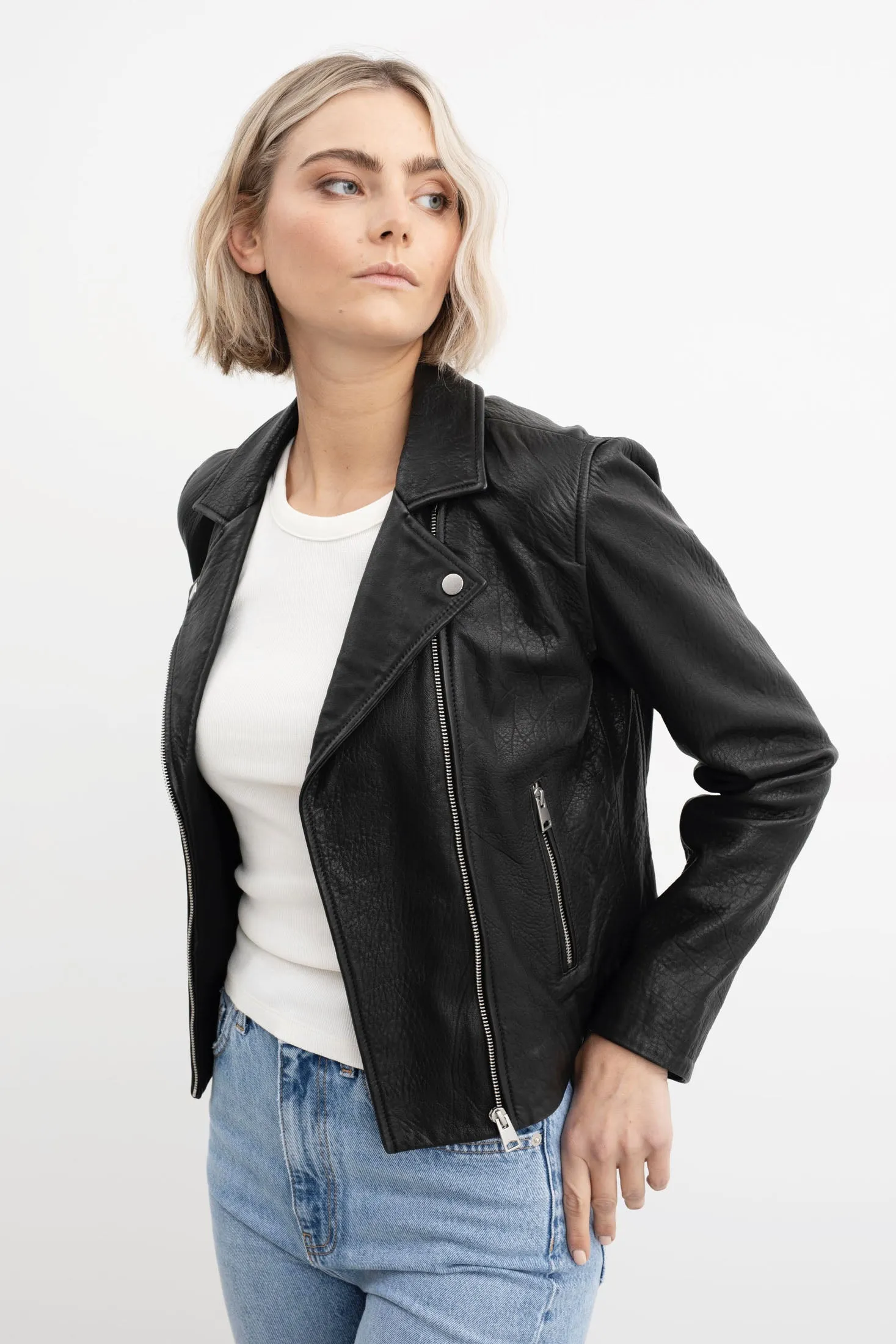 Calie Soft Leather Jacket - Black