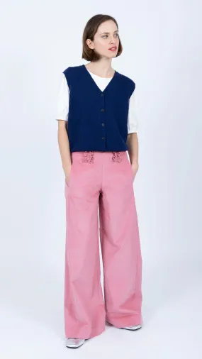 Camille Needlecord Ruffle Trouser Pink