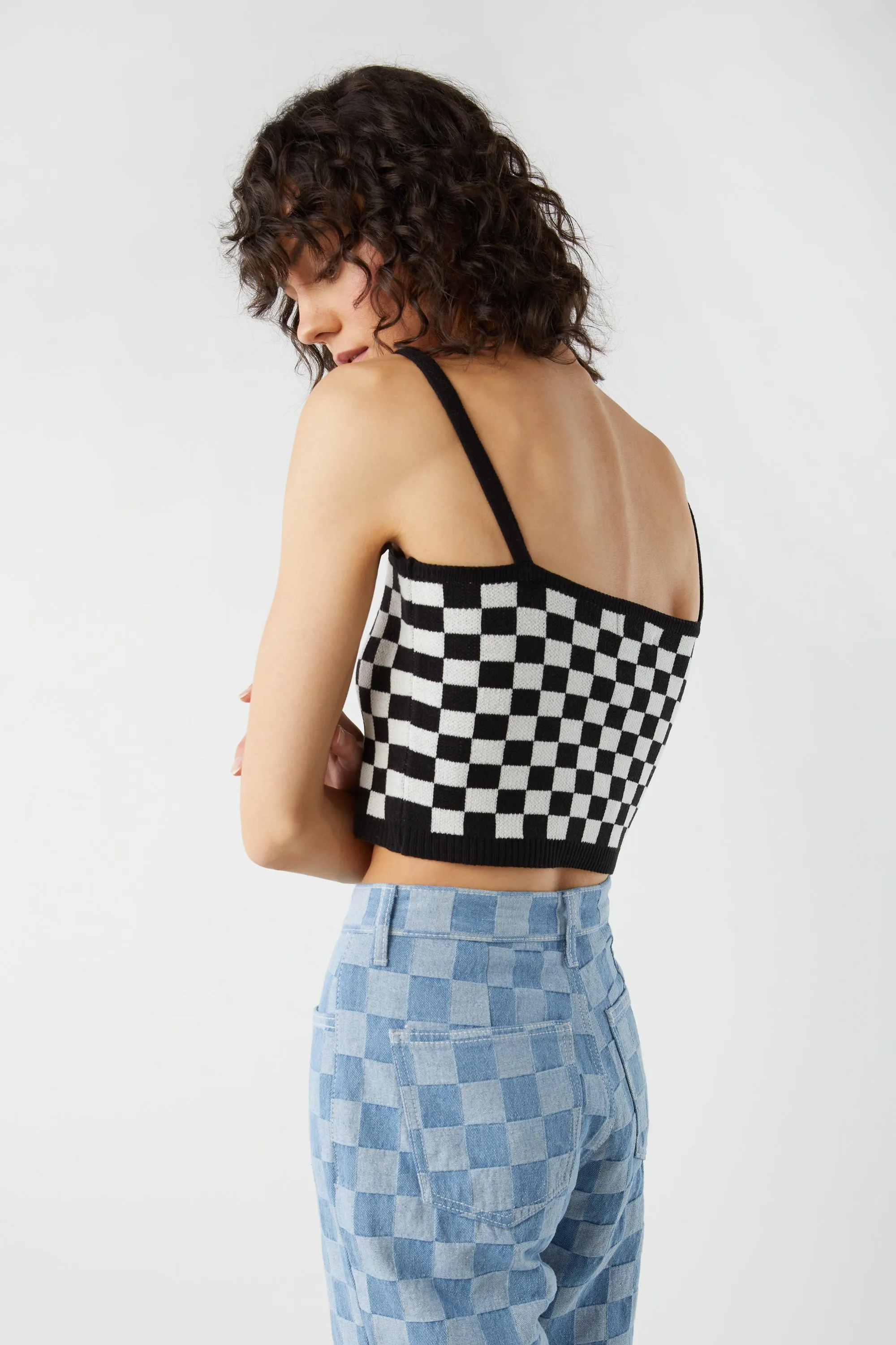 CHECKERED CROPPED TANK