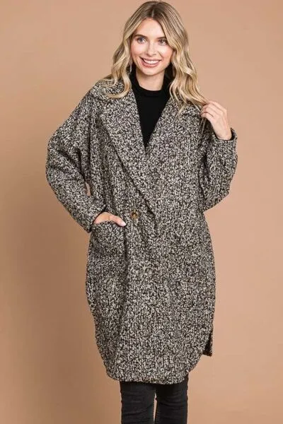 Culture Code  Lapel Collar Double Breast Teddy Coat