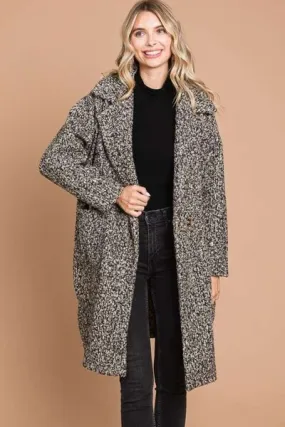 Culture Code  Lapel Collar Double Breast Teddy Coat