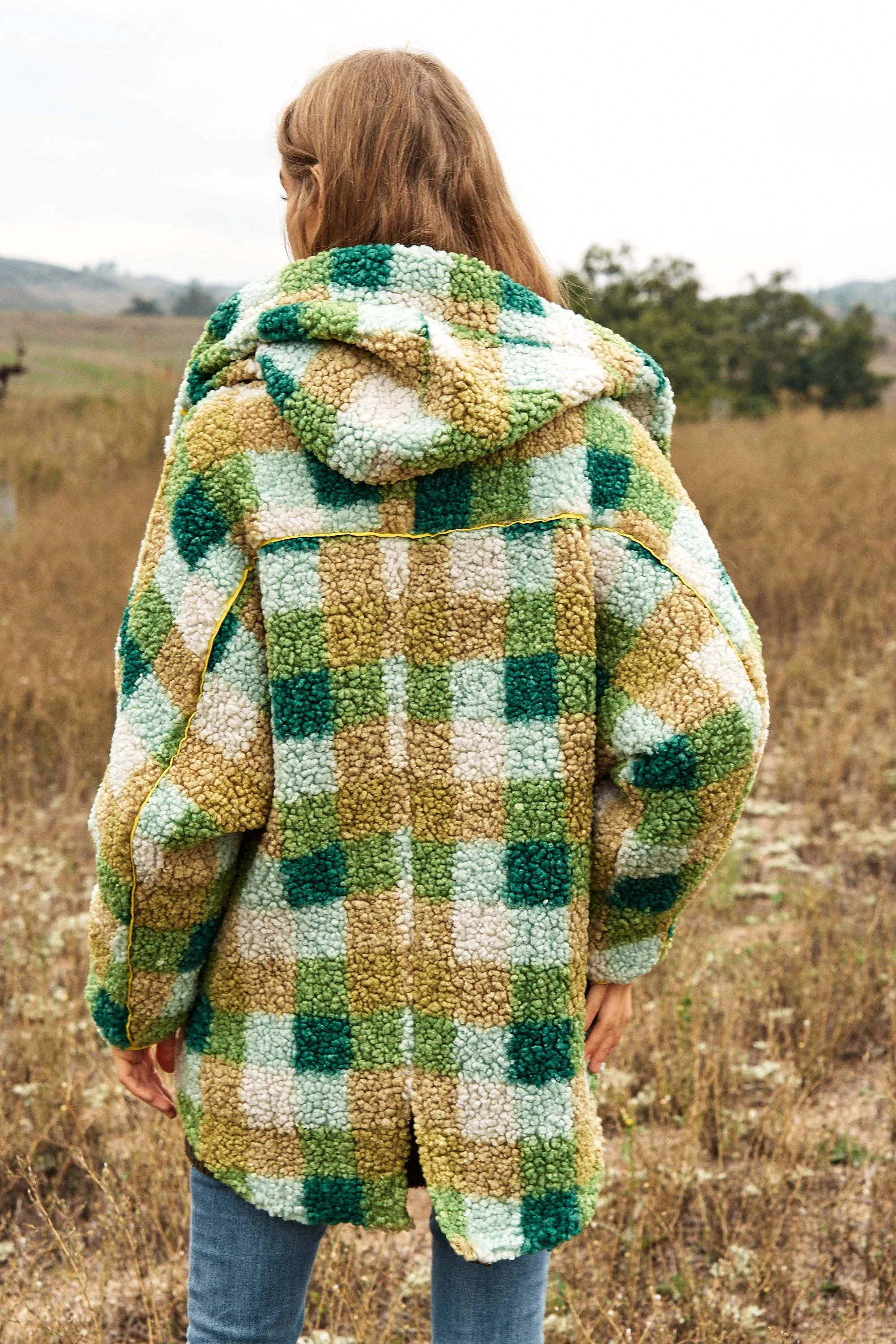 Curves Teen Spirit Plaid Hooded Teddy Jacket