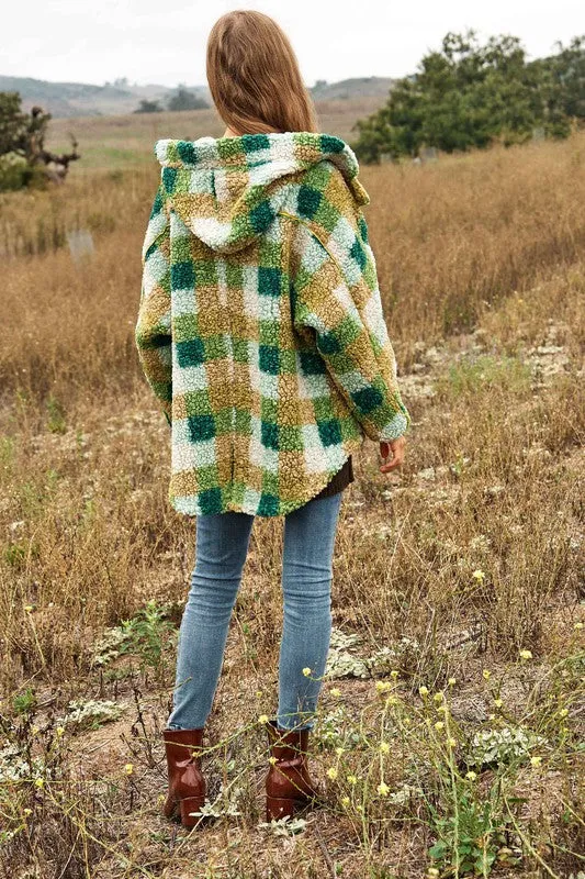 Curves Teen Spirit Plaid Hooded Teddy Jacket