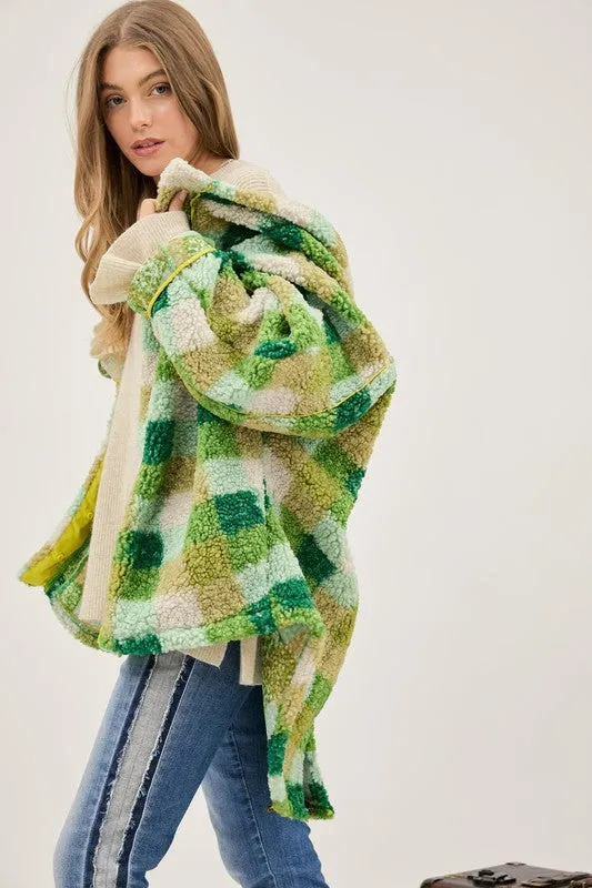 Curves Teen Spirit Plaid Hooded Teddy Jacket