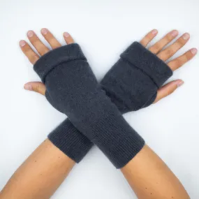 Dark Slate Grey Cashmere Fingerless Gloves