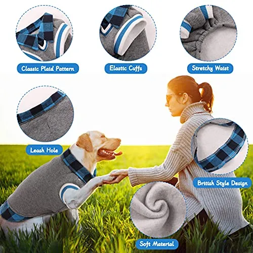 Dog Classic Plaid Sweaters British Style, Doggie Hoodie Pet Clothes, Puppy Cold Weather Winter Sweatshirt, Pets Warm Shirt Outdoor Vest Jacket, Casual Wearing Coat Outfits for Small Medium Large Dogs