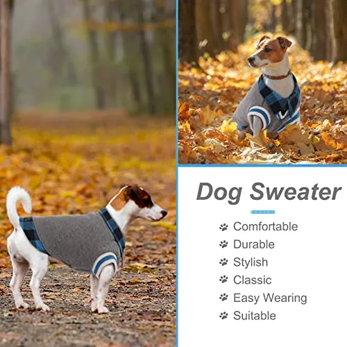 Dog Classic Plaid Sweaters British Style, Doggie Hoodie Pet Clothes, Puppy Cold Weather Winter Sweatshirt, Pets Warm Shirt Outdoor Vest Jacket, Casual Wearing Coat Outfits for Small Medium Large Dogs