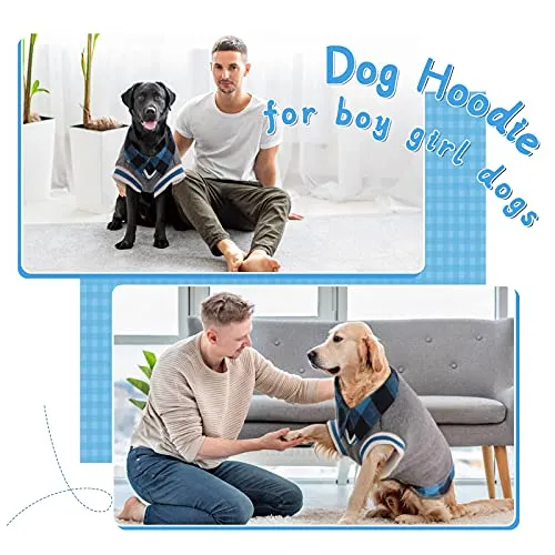 Dog Classic Plaid Sweaters British Style, Doggie Hoodie Pet Clothes, Puppy Cold Weather Winter Sweatshirt, Pets Warm Shirt Outdoor Vest Jacket, Casual Wearing Coat Outfits for Small Medium Large Dogs