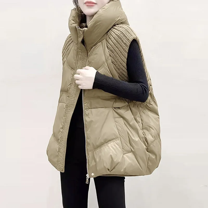 ✨Get 50% off💖Women's Sleeveless Knitted Patchwork Down Vest Coat
