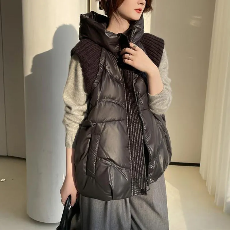 ✨Get 50% off💖Women's Sleeveless Knitted Patchwork Down Vest Coat