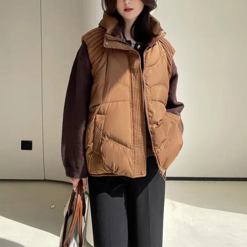 ✨Get 50% off💖Women's Sleeveless Knitted Patchwork Down Vest Coat