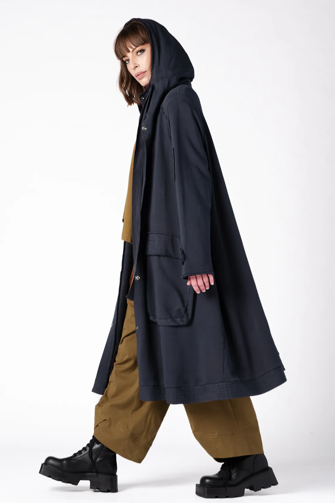 GRIZAS Pocket Coat in Navy Jersey