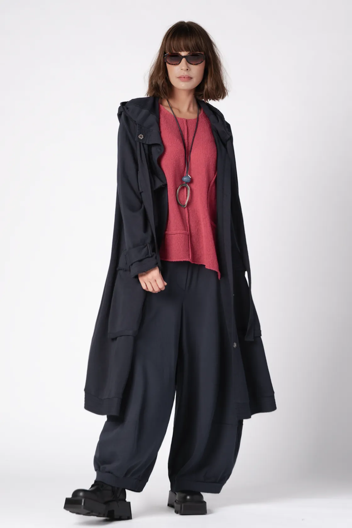 GRIZAS Pocket Coat in Navy Jersey