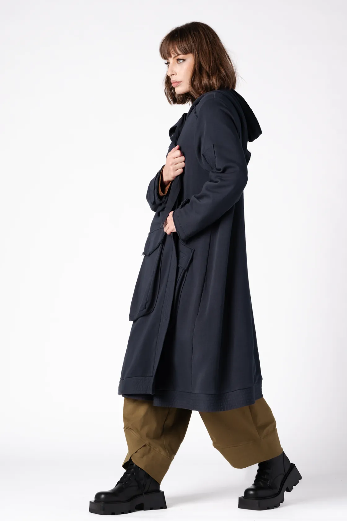 GRIZAS Pocket Coat in Navy Jersey