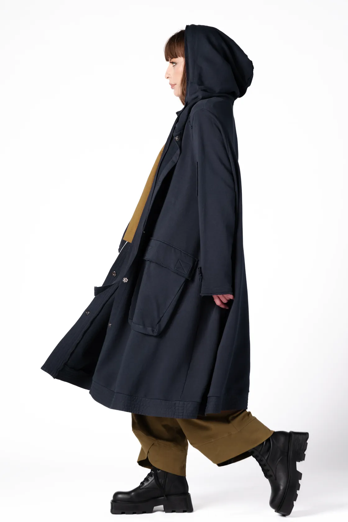 GRIZAS Pocket Coat in Navy Jersey