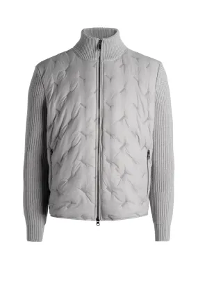 Hybrid zip jacket made of merino wool and nylon quilting