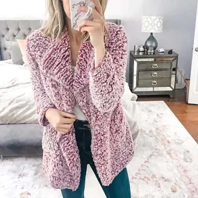 Lapel Candy Color Zipper Women Loose Oversized Teddy Coat