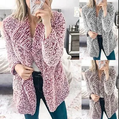 Lapel Candy Color Zipper Women Loose Oversized Teddy Coat