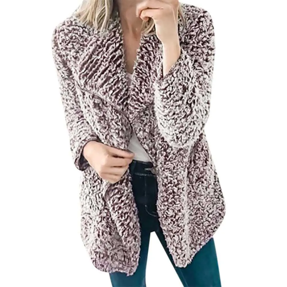 Lapel Candy Color Zipper Women Loose Oversized Teddy Coat
