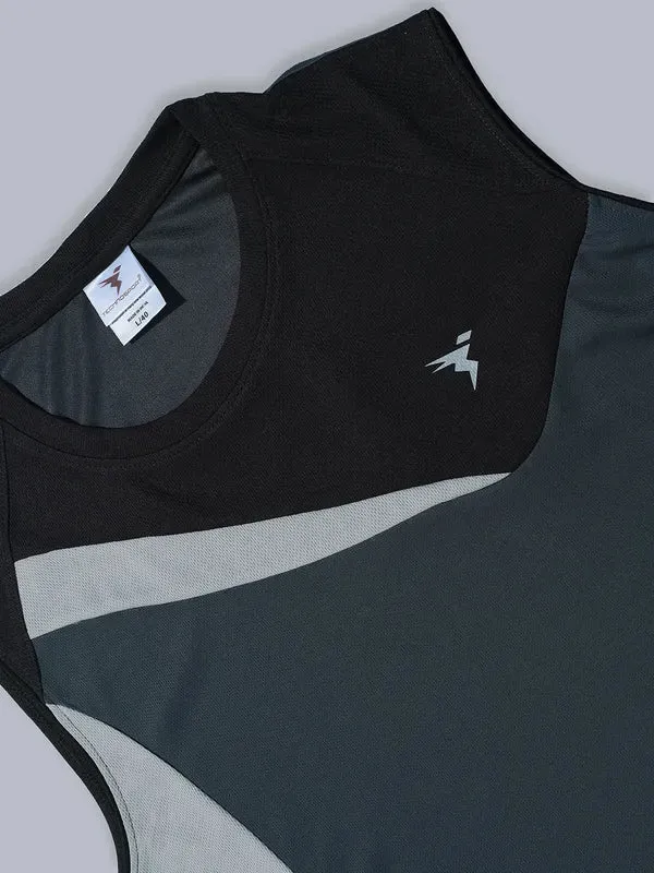 Men Colorblock Slim Fit Crew Neck Innerwear Vest with TECHNO COOL