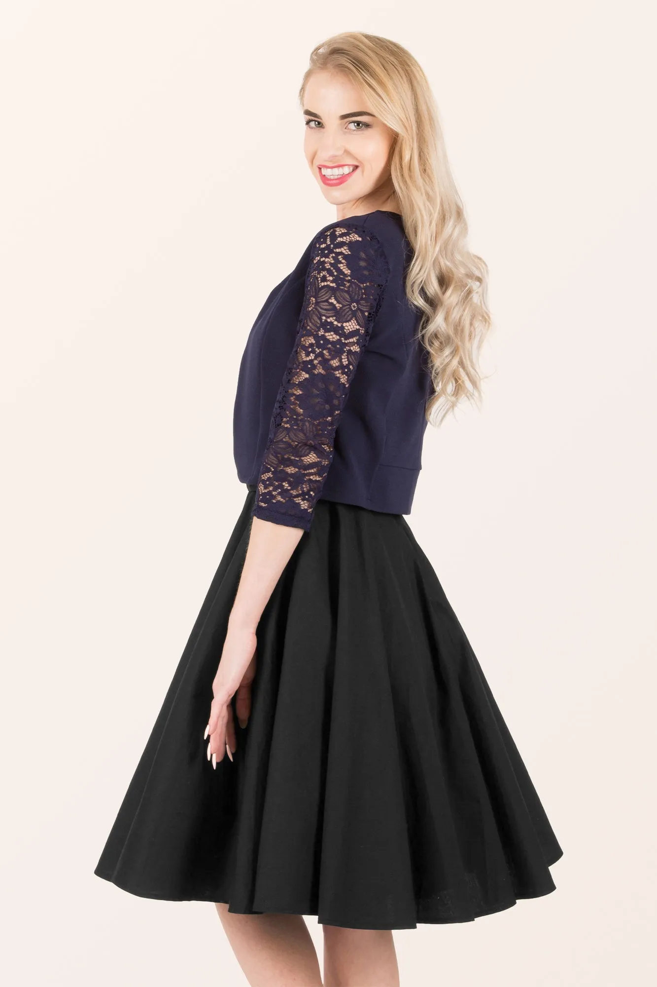 Open Lace Sleeve Bolero - Midnight Blue