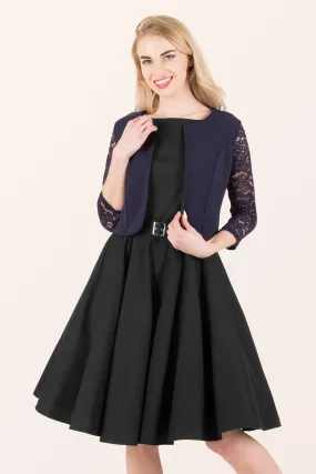 Open Lace Sleeve Bolero - Midnight Blue