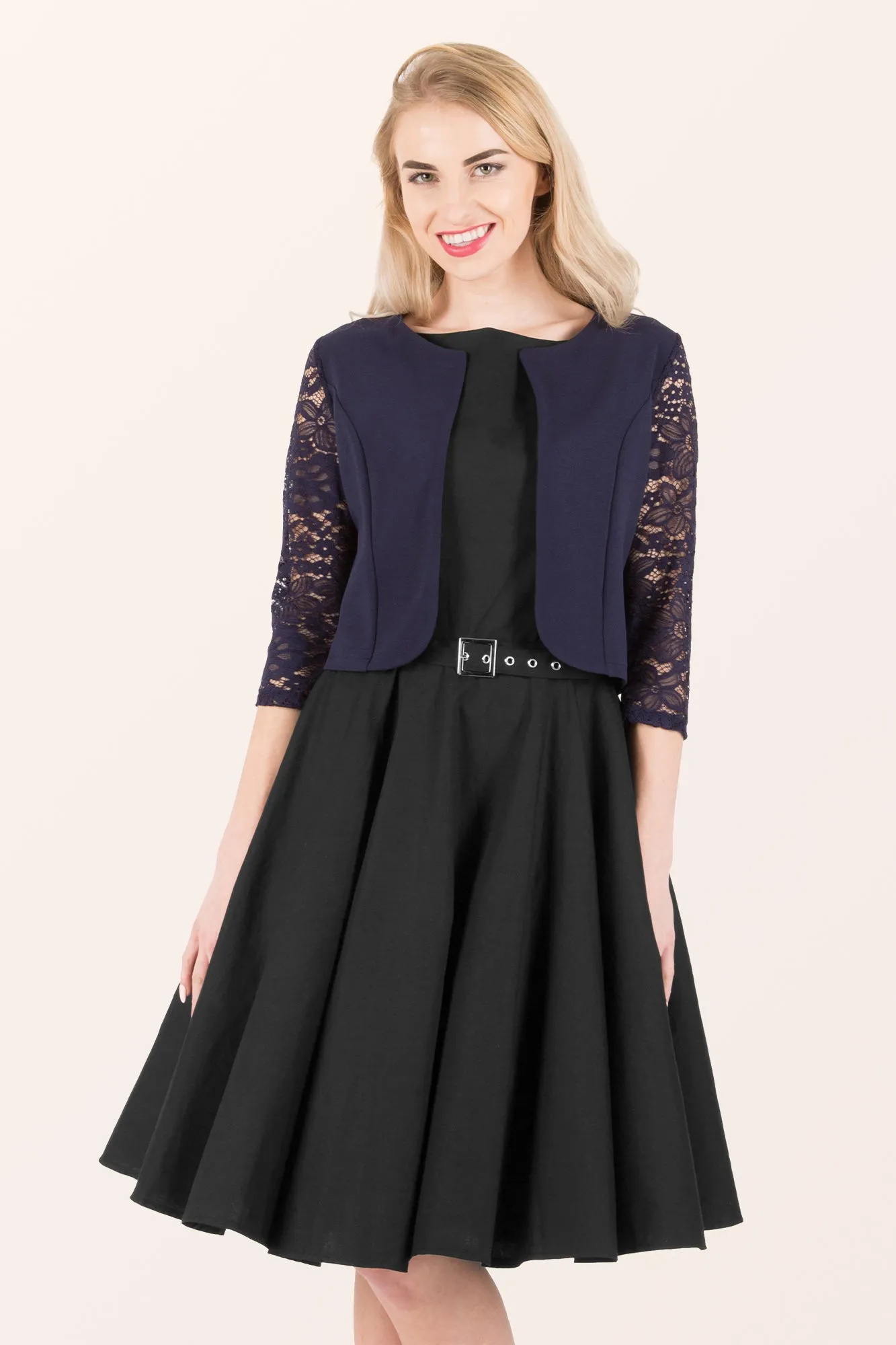 Open Lace Sleeve Bolero - Midnight Blue