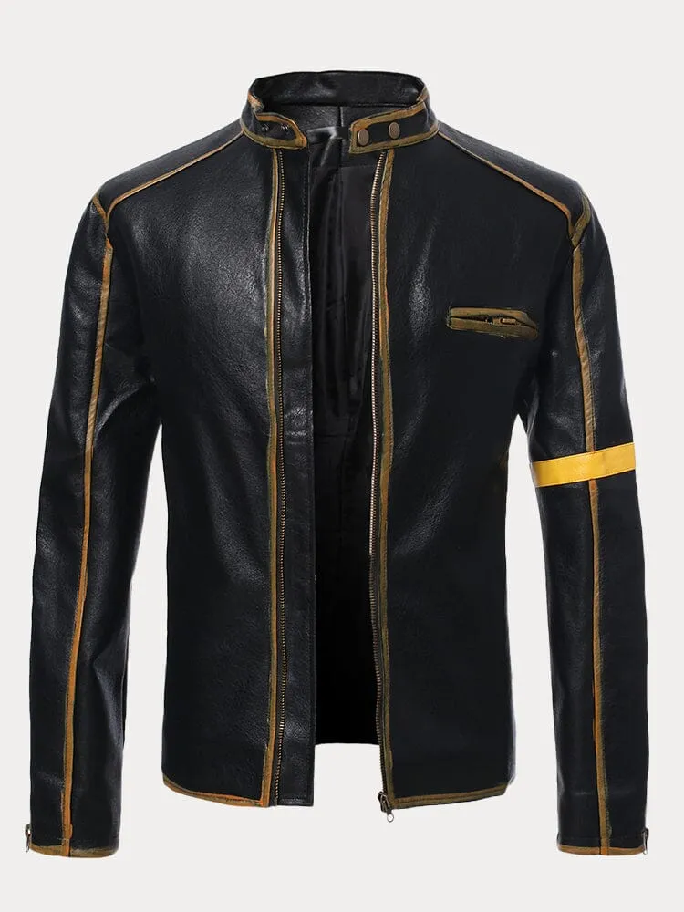 Stand Collar Punk Leather Jacket