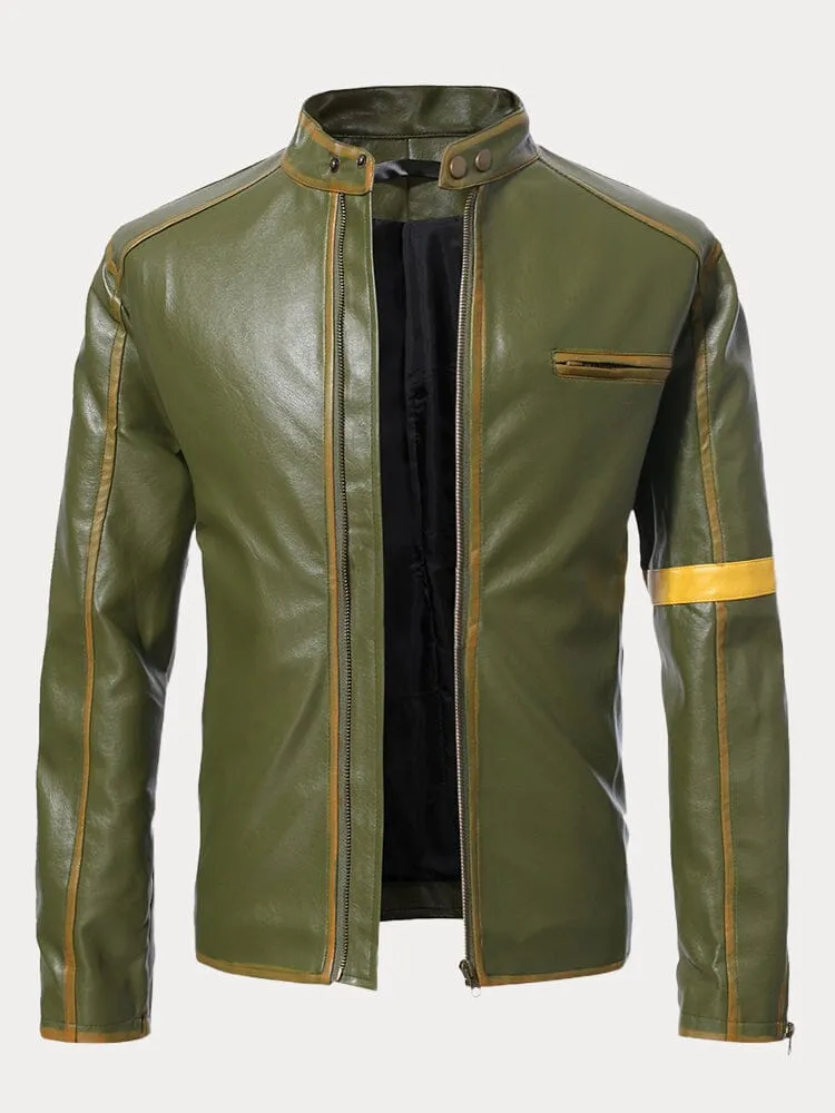Stand Collar Punk Leather Jacket