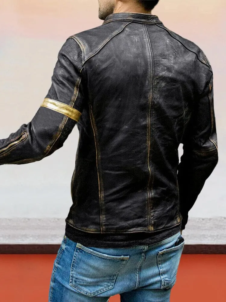 Stand Collar Punk Leather Jacket