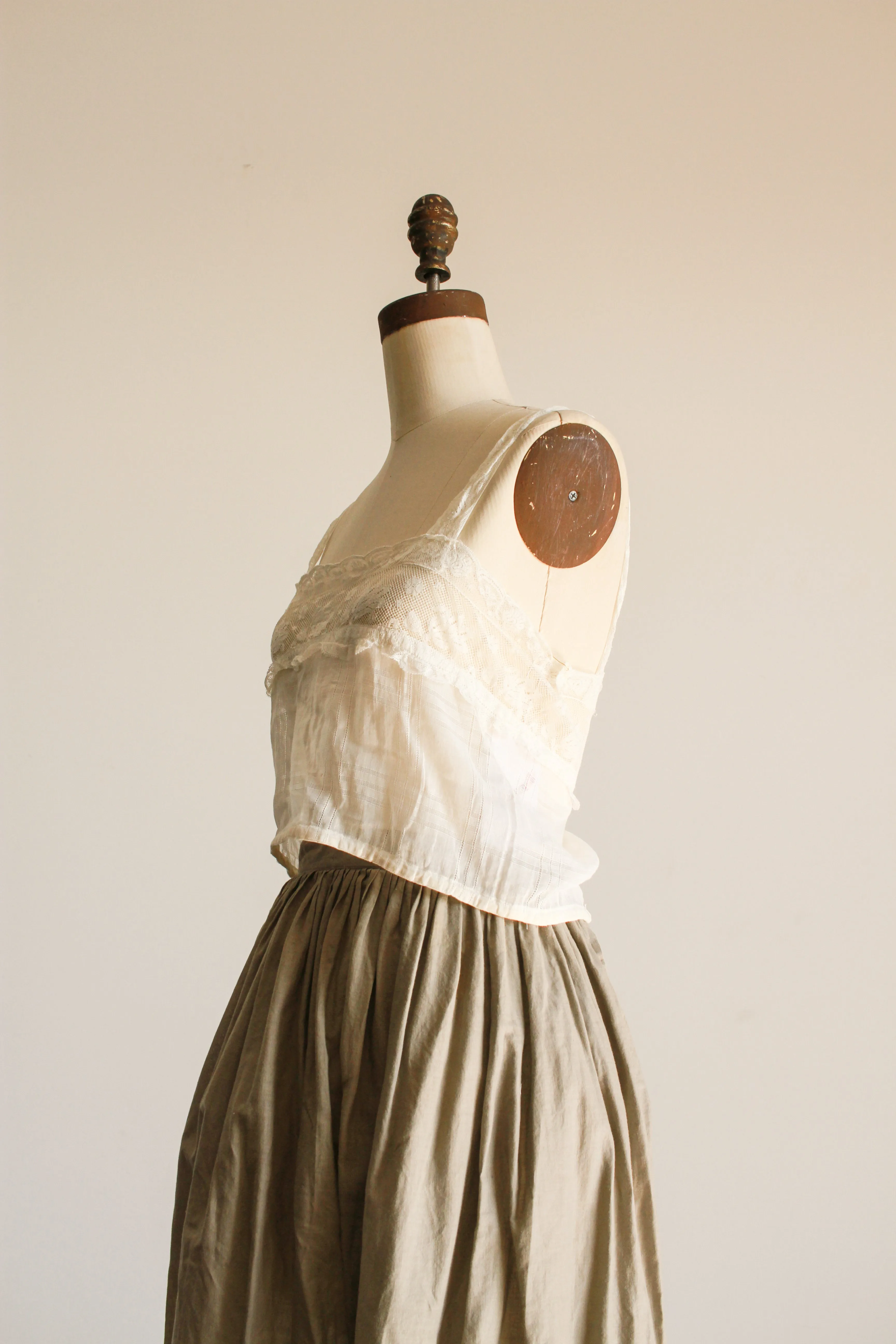 Victorian White Windowpane Cotton Camisole