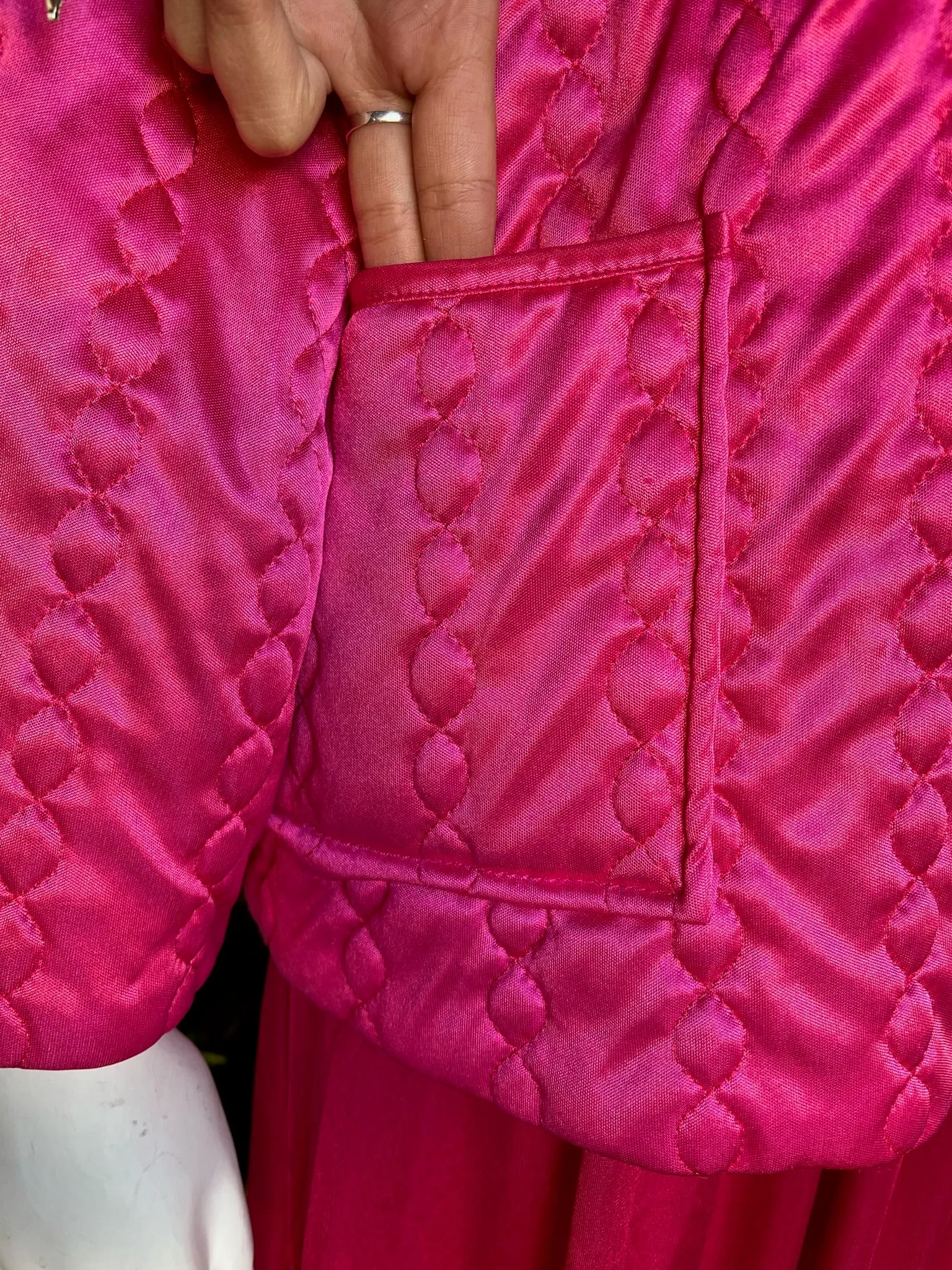 Vintage Hot Pink Quilted Bed Jacket