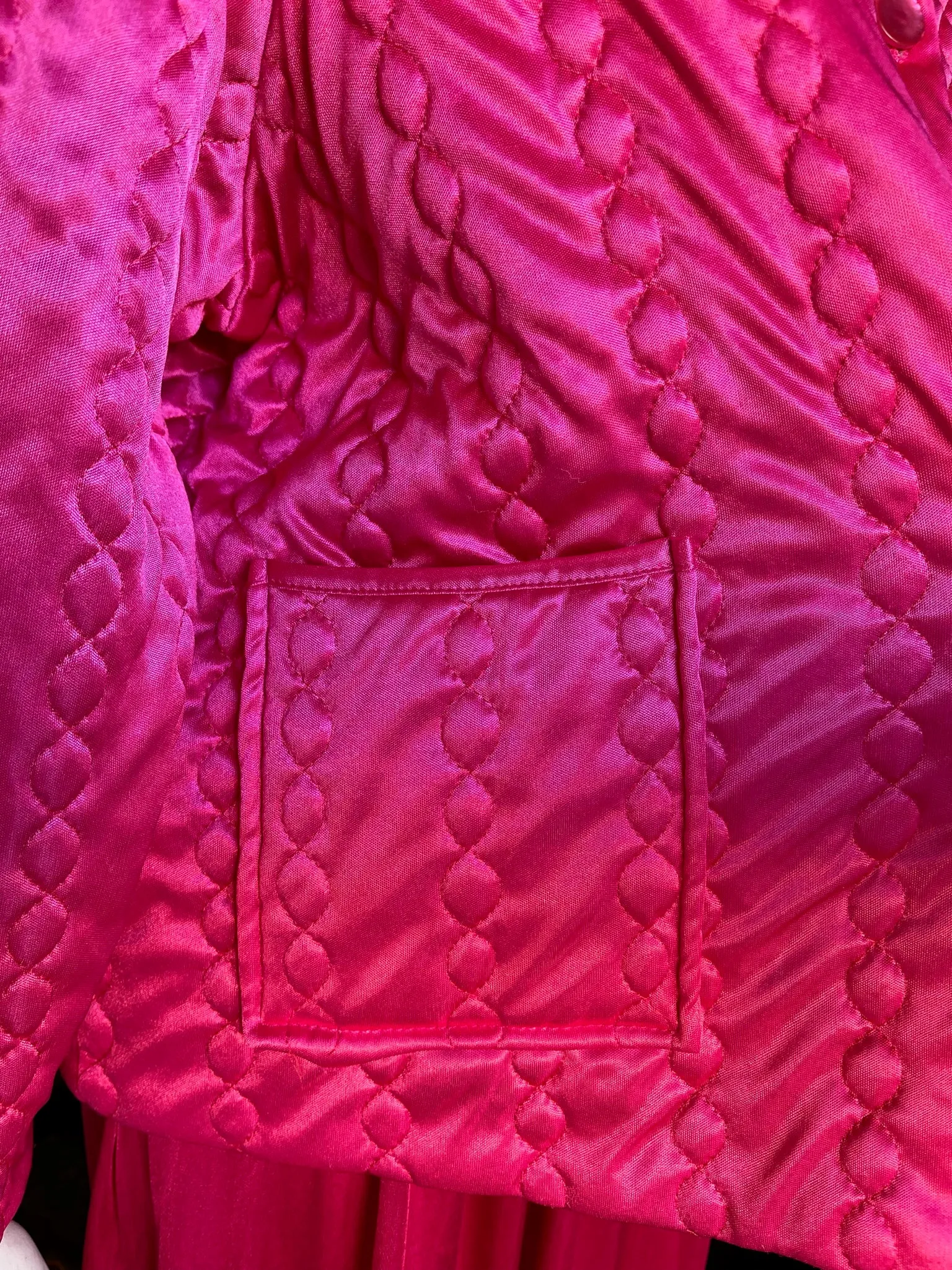 Vintage Hot Pink Quilted Bed Jacket
