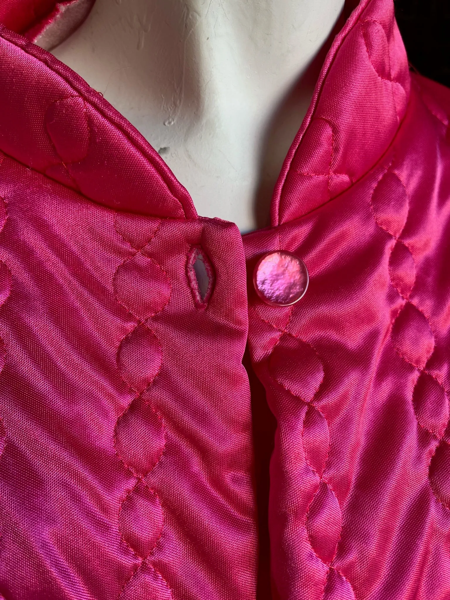Vintage Hot Pink Quilted Bed Jacket