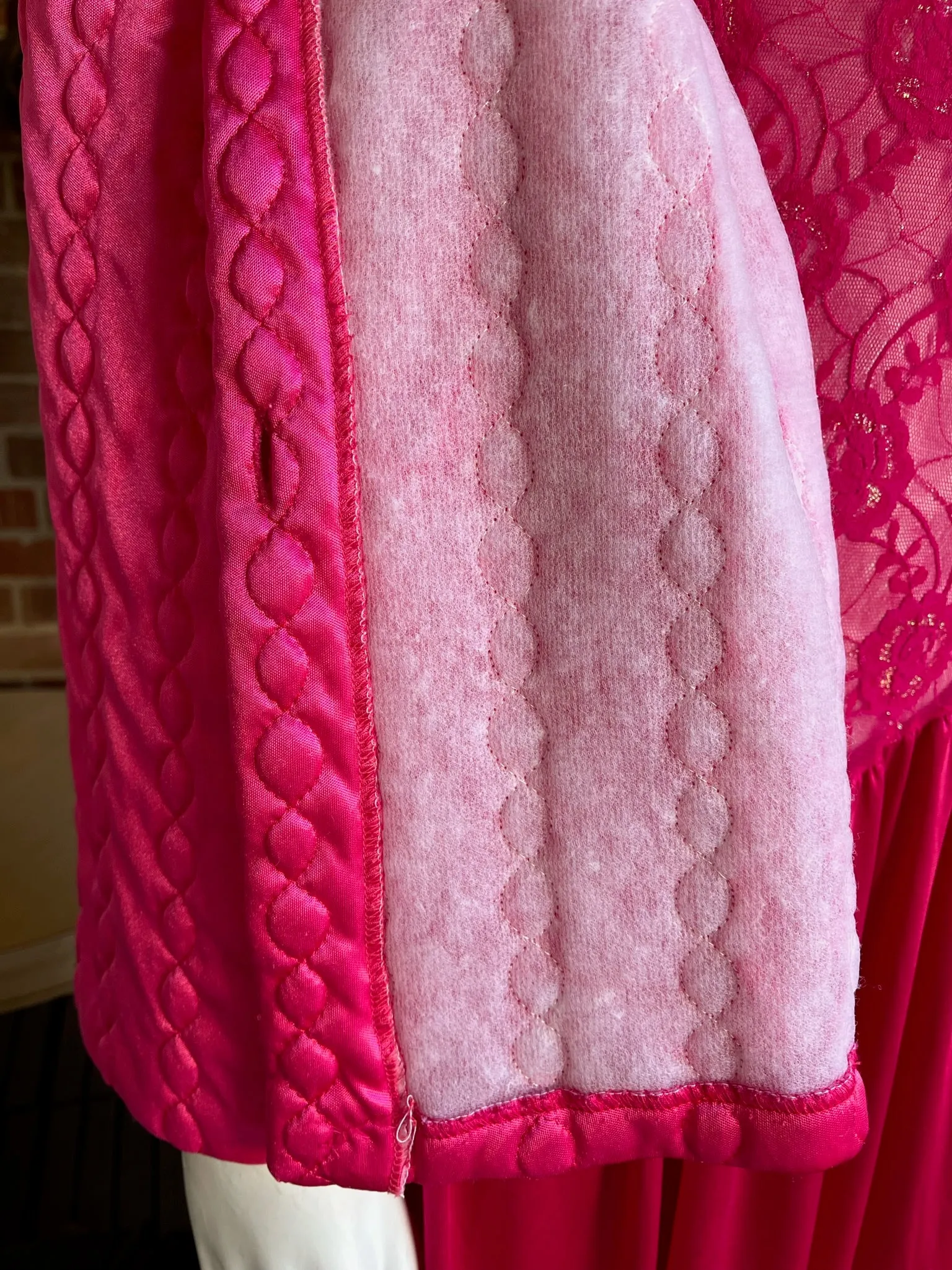 Vintage Hot Pink Quilted Bed Jacket